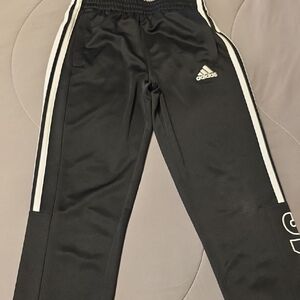Adidas Kids Black Joggers with White Stripes